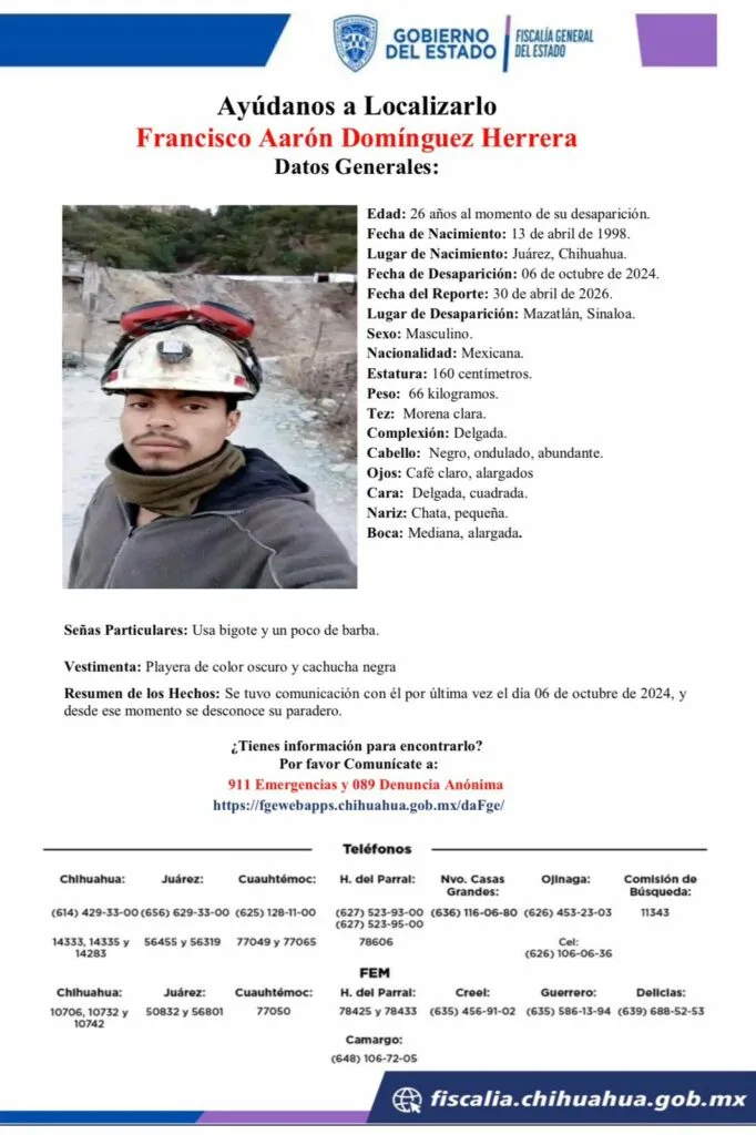Buscan a Francisco Aarón Domínguez, desaparecido en Mazatlán - imagen 1