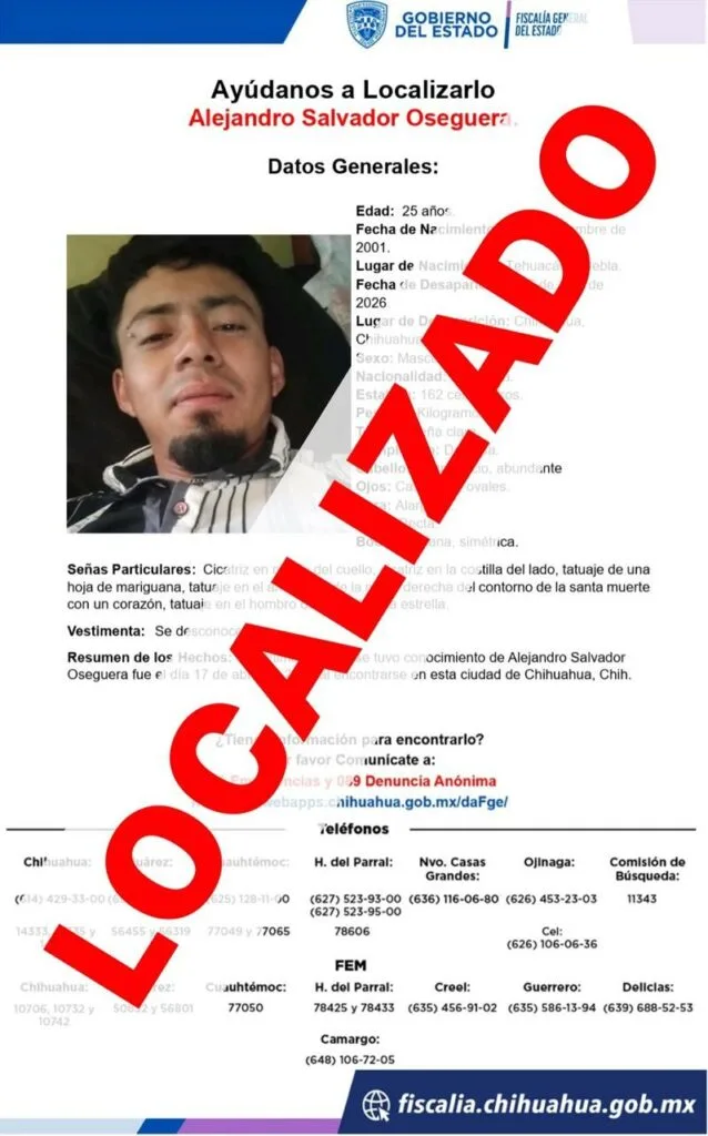 Fiscalía localiza a dos adolescentes y un adulto reportados como ausentes en Chihuahua - imagen 3