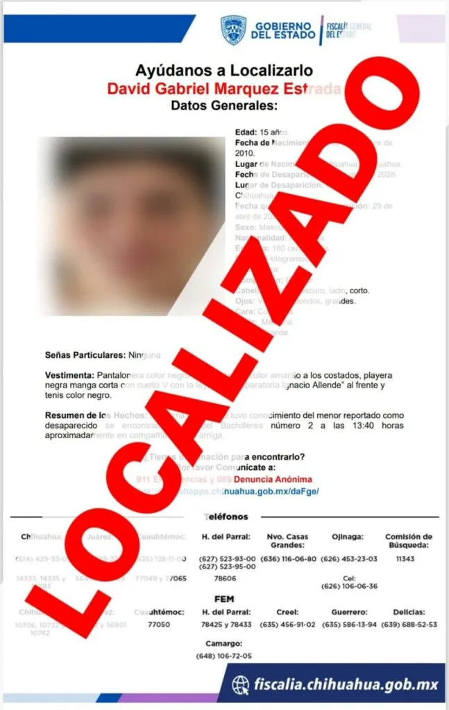 Fiscalía localiza a dos adolescentes y un adulto reportados como ausentes en Chihuahua - imagen 2