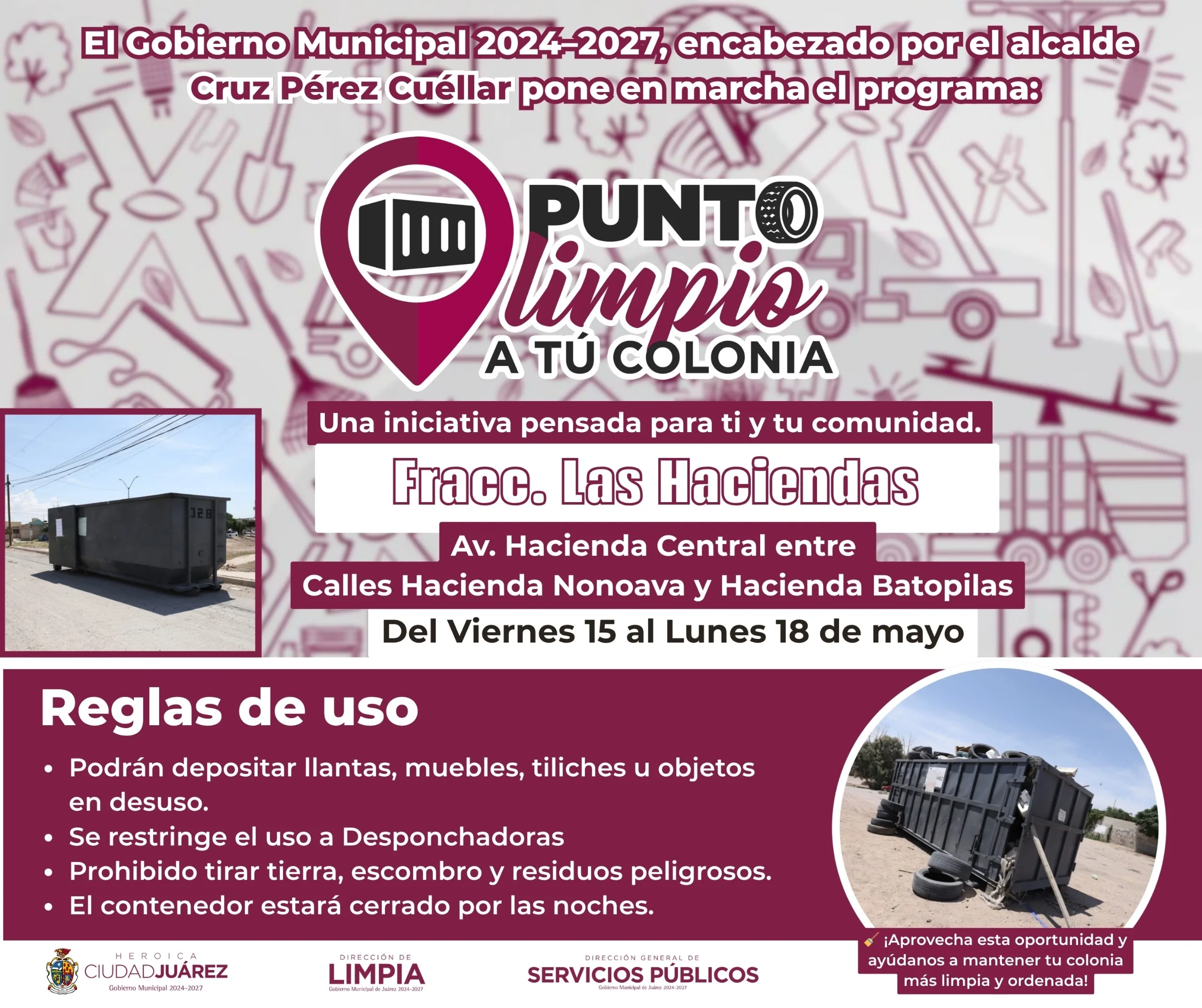Ciudad Juárez instala contenedores de residuos voluminosos en cuatro colonias hasta el lunes 18 de mayo - imagen 2