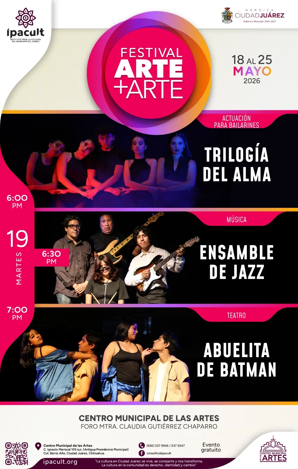 Festival Arte+Arte en el CMA: danza, jazz y teatro este martes en Ciudad Juárez