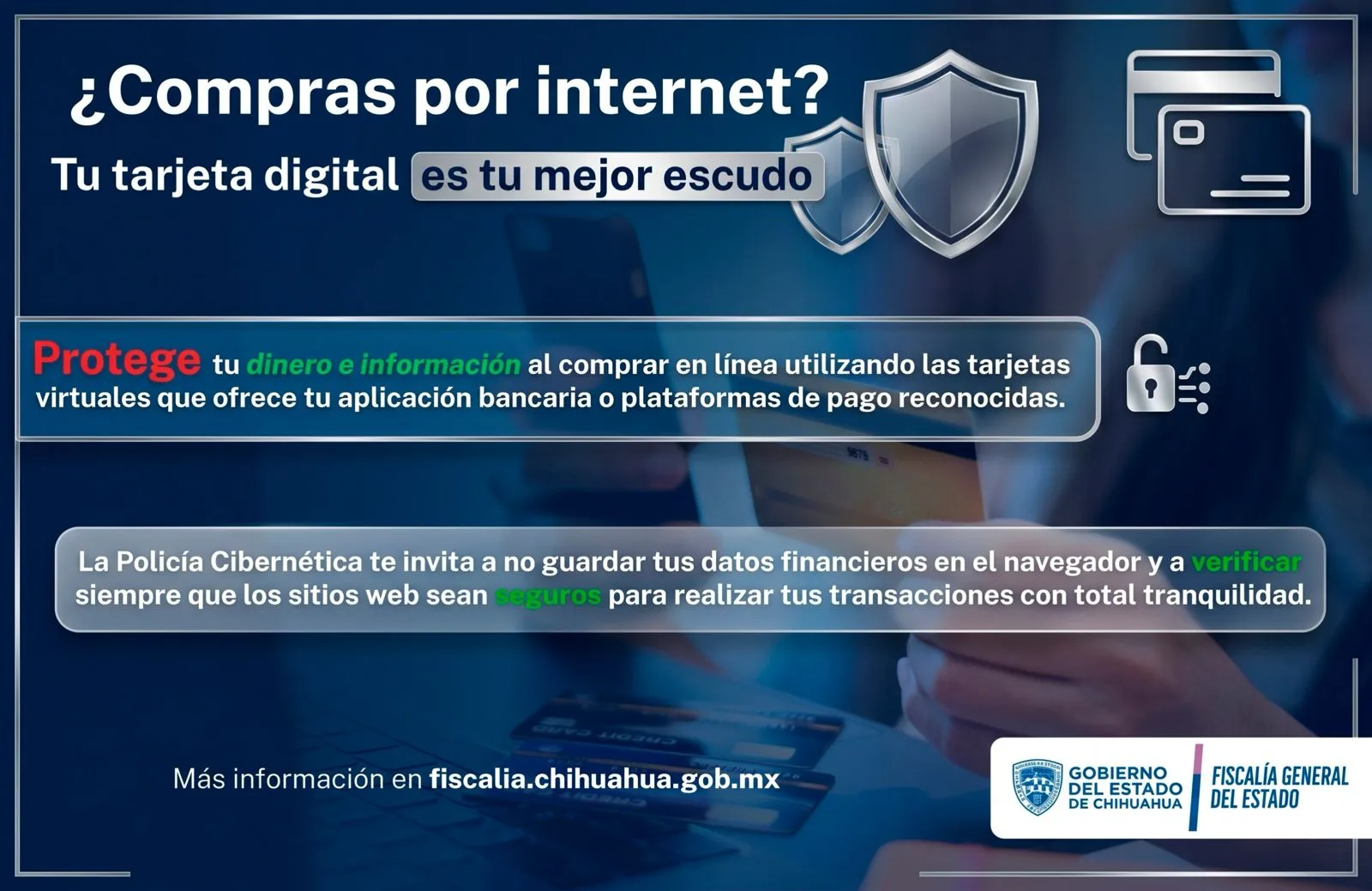 Policía Cibernética de la FGE recomienda usar tarjetas digitales para compras seguras en internet