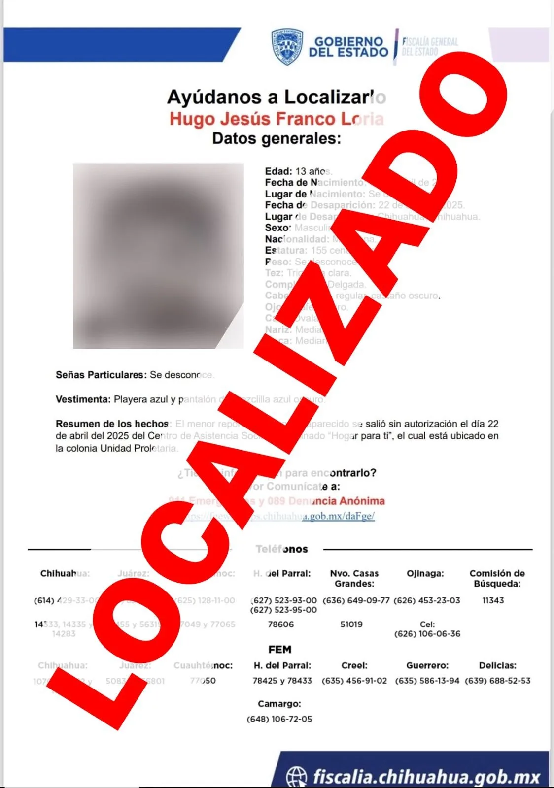 Localizan a dos adolescentes con reporte de ausencia en Chihuahua