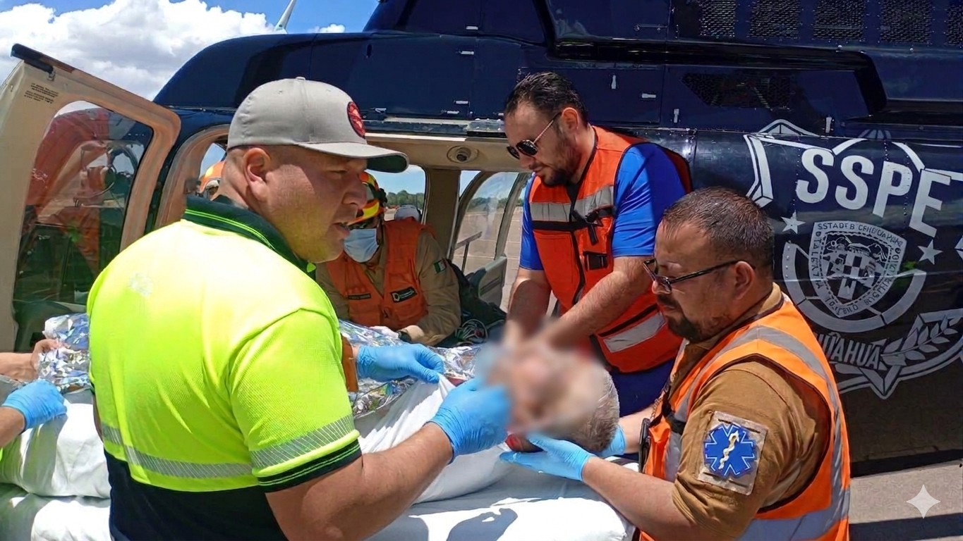 Trasladan en helicóptero a un hombre herido por explosión en Creel a la ciudad de Chihuahua - imagen 1