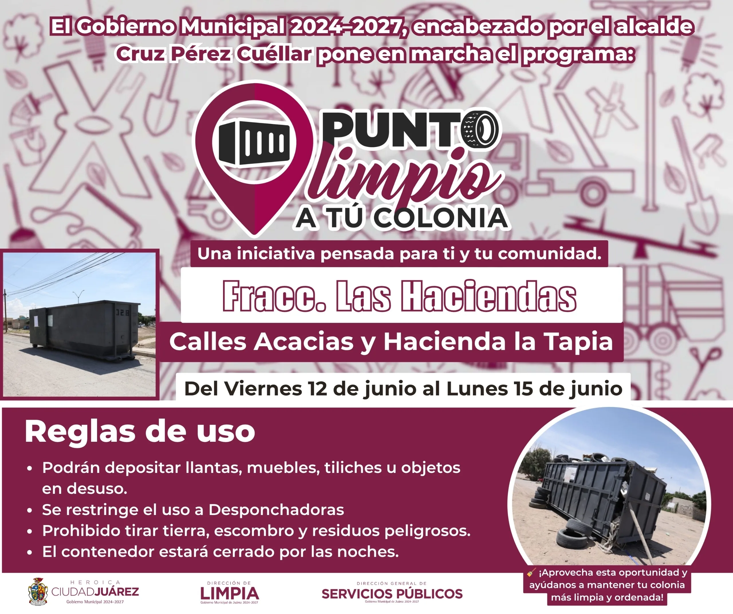 Continúa en Juárez el programa gratuito de contenedores para residuos voluminosos en colonias - imagen 1