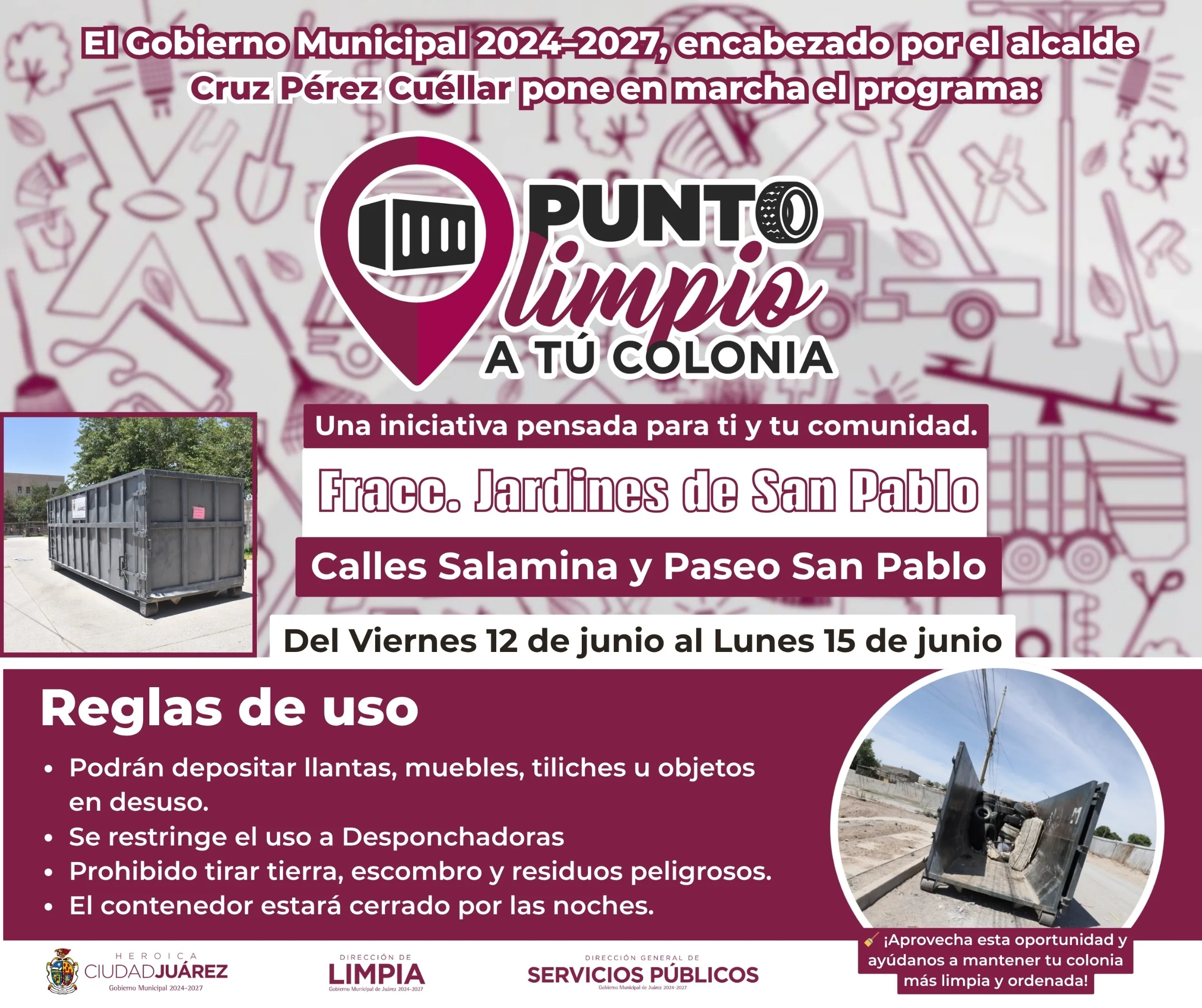 Continúa en Juárez el programa gratuito de contenedores para residuos voluminosos en colonias - imagen 3