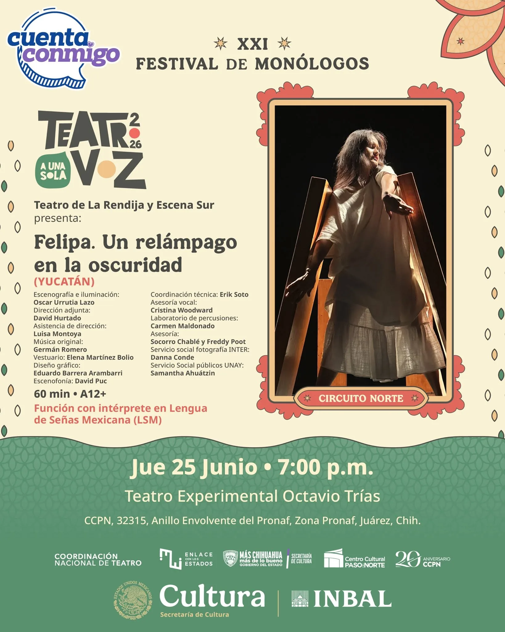 Festival de Monólogos “Teatro a Una Sola Voz” llegará a Ciudad Juárez con funciones gratuitas - imagen 1