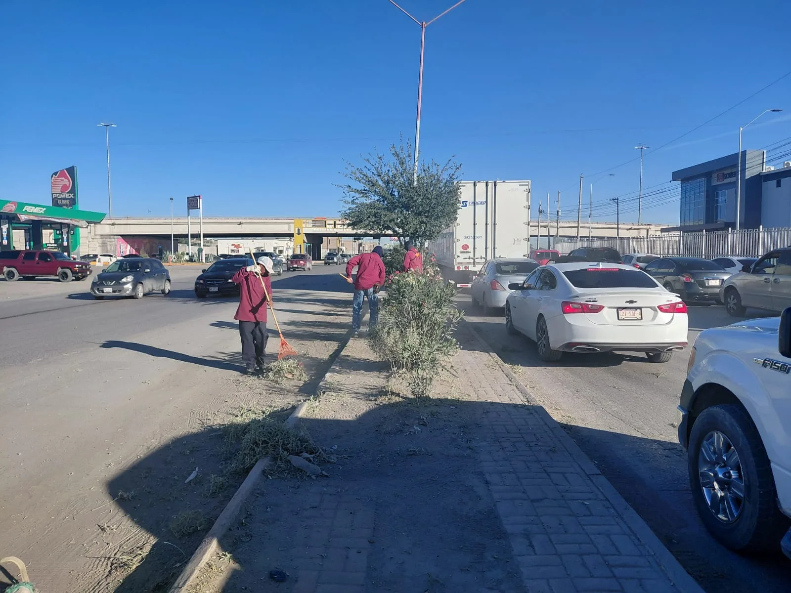 Realizan mantenimiento en camellón central de la carretera Juárez-Porvenir para mejorar condiciones viales - imagen 1