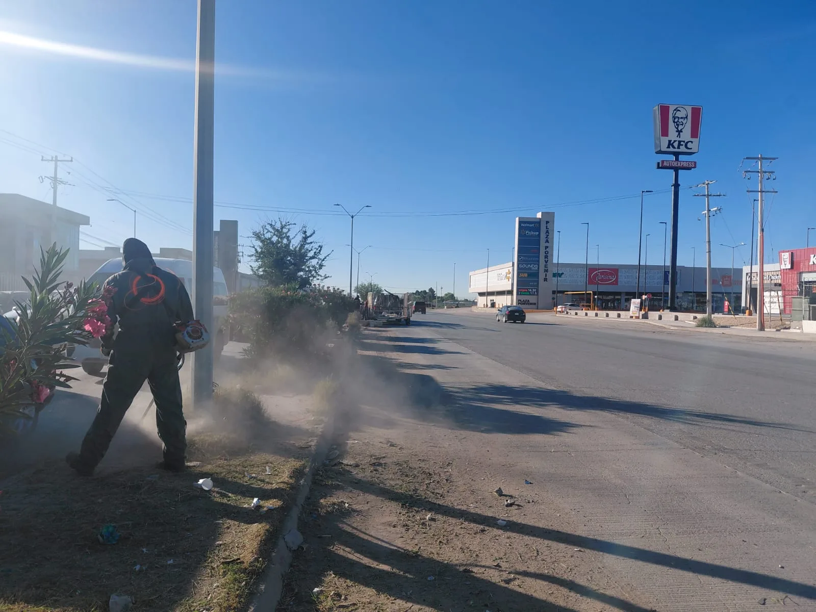 Realizan mantenimiento en camellón central de la carretera Juárez-Porvenir para mejorar condiciones viales - imagen 3