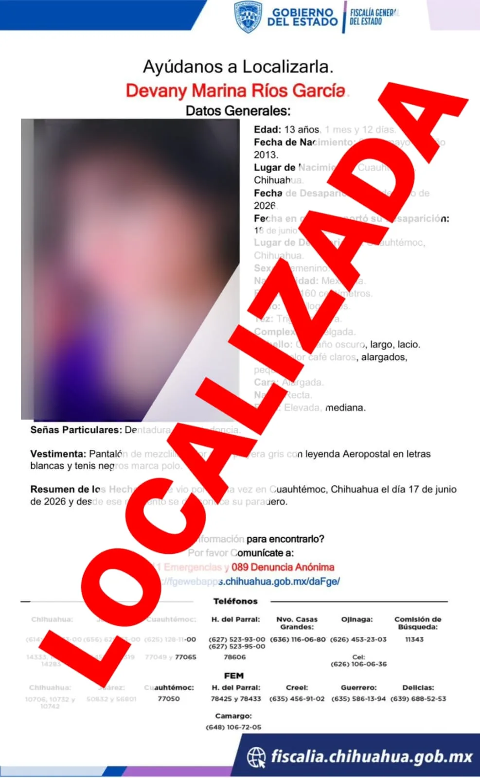 Localizan en Cuauhtémoc a cuatro personas reportadas ausentes, entre ellas dos menores de edad - imagen 2
