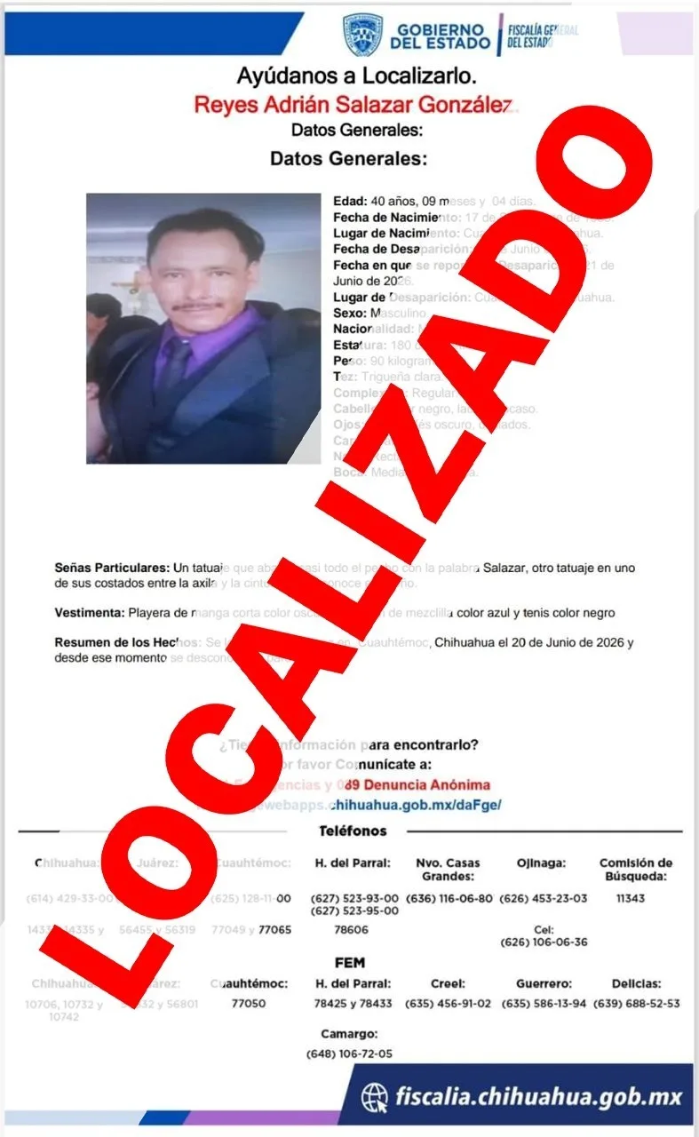 Localizan en Cuauhtémoc a cuatro personas reportadas ausentes, entre ellas dos menores de edad - imagen 3