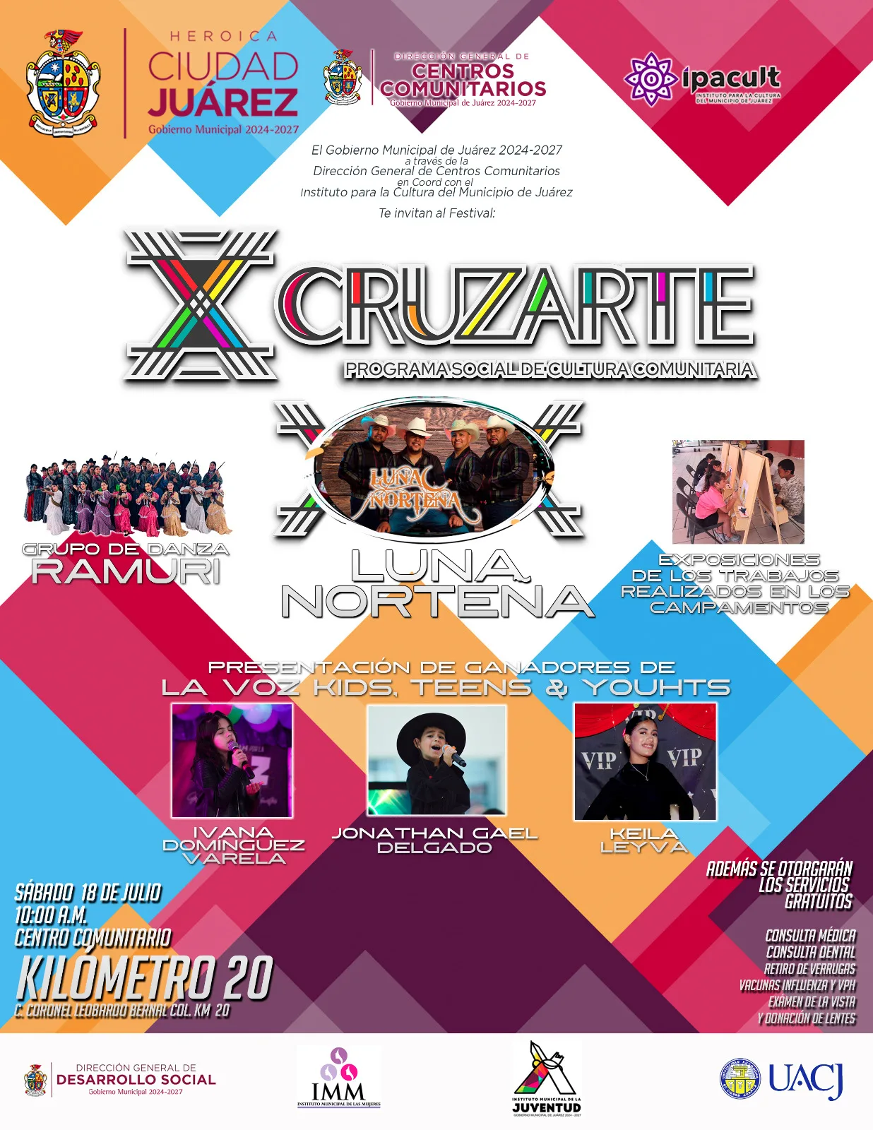 Festival CruzArte en Kilómetro 20 ofrece cultura y servicios gratuitos en Juárez