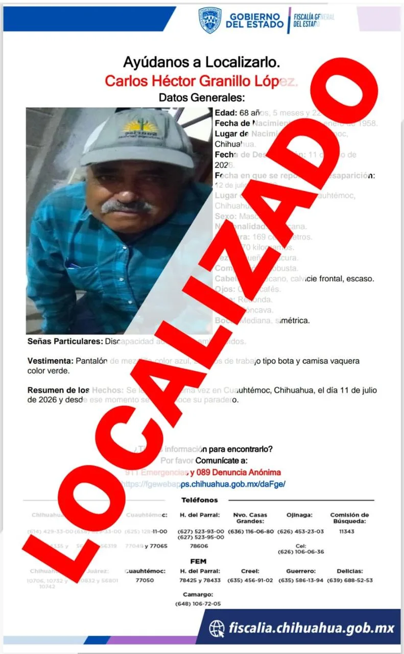 Fiscalía de Occidente localiza a tres personas reportadas como ausentes en Cuauhtémoc - imagen 1