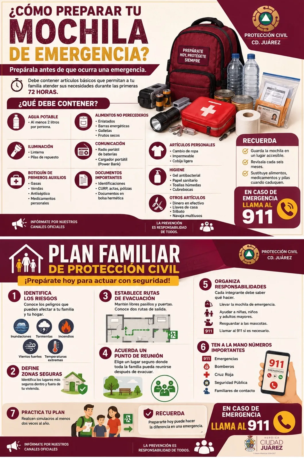 Protección Civil alerta sobre temporada de tormentas en Ciudad Juárez y recomienda plan familiar y mochila de emergencia - imagen 3