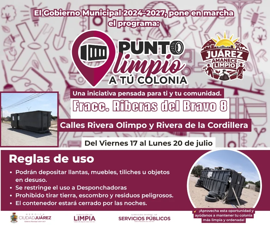 Instalan contenedores para residuos voluminosos en Riberas del Bravo como parte de programa Punto Limpio - imagen 1