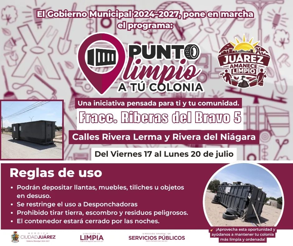 Instalan contenedores para residuos voluminosos en Riberas del Bravo como parte de programa Punto Limpio - imagen 2