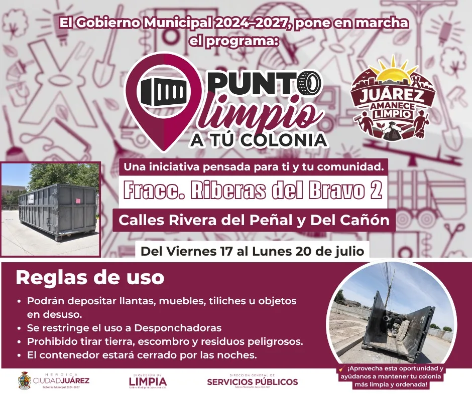 Instalan contenedores para residuos voluminosos en Riberas del Bravo como parte de programa Punto Limpio - imagen 3