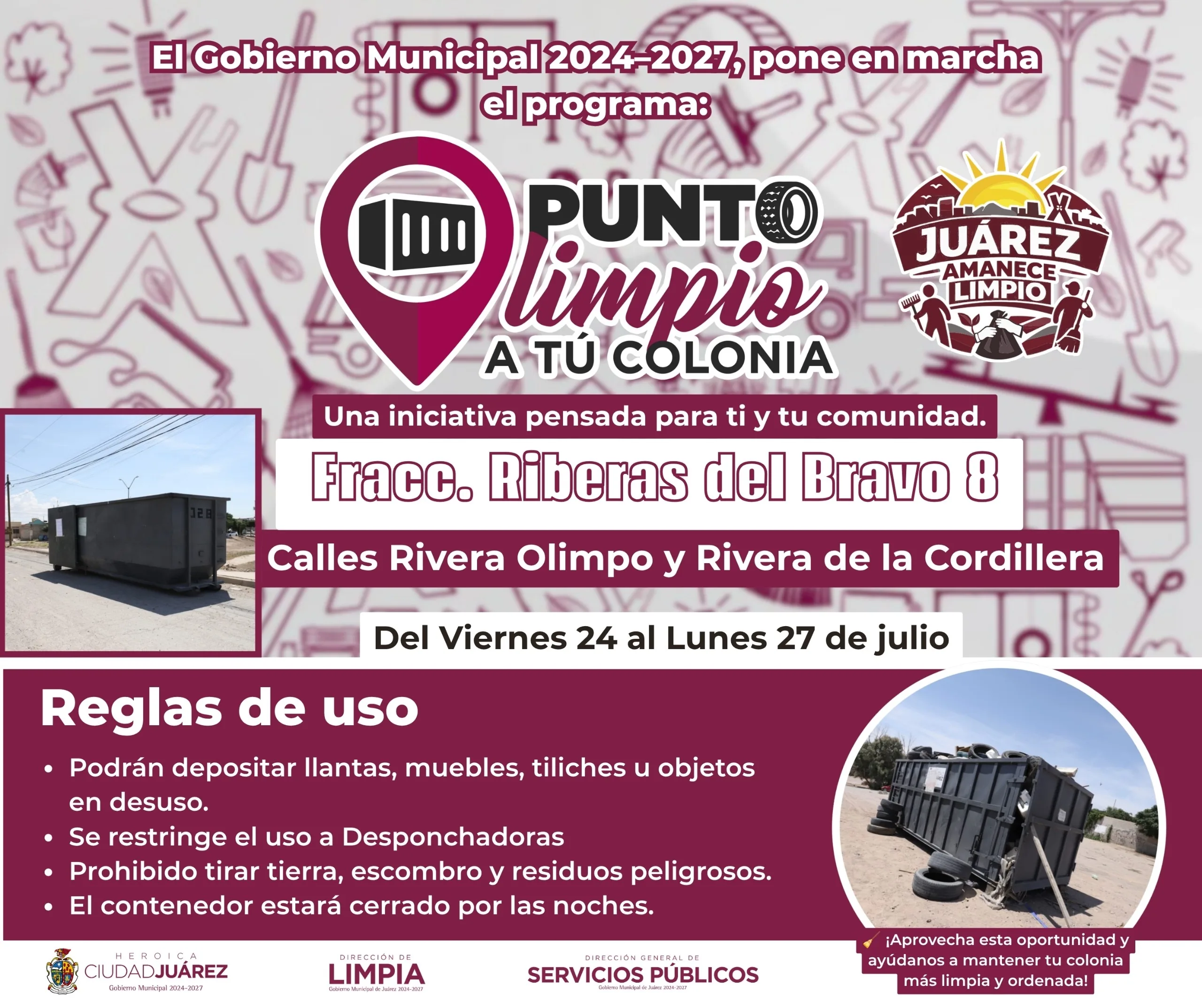 Instalan cinco Puntos Limpios en Riberas del Bravo para recolectar residuos voluminosos - imagen 1