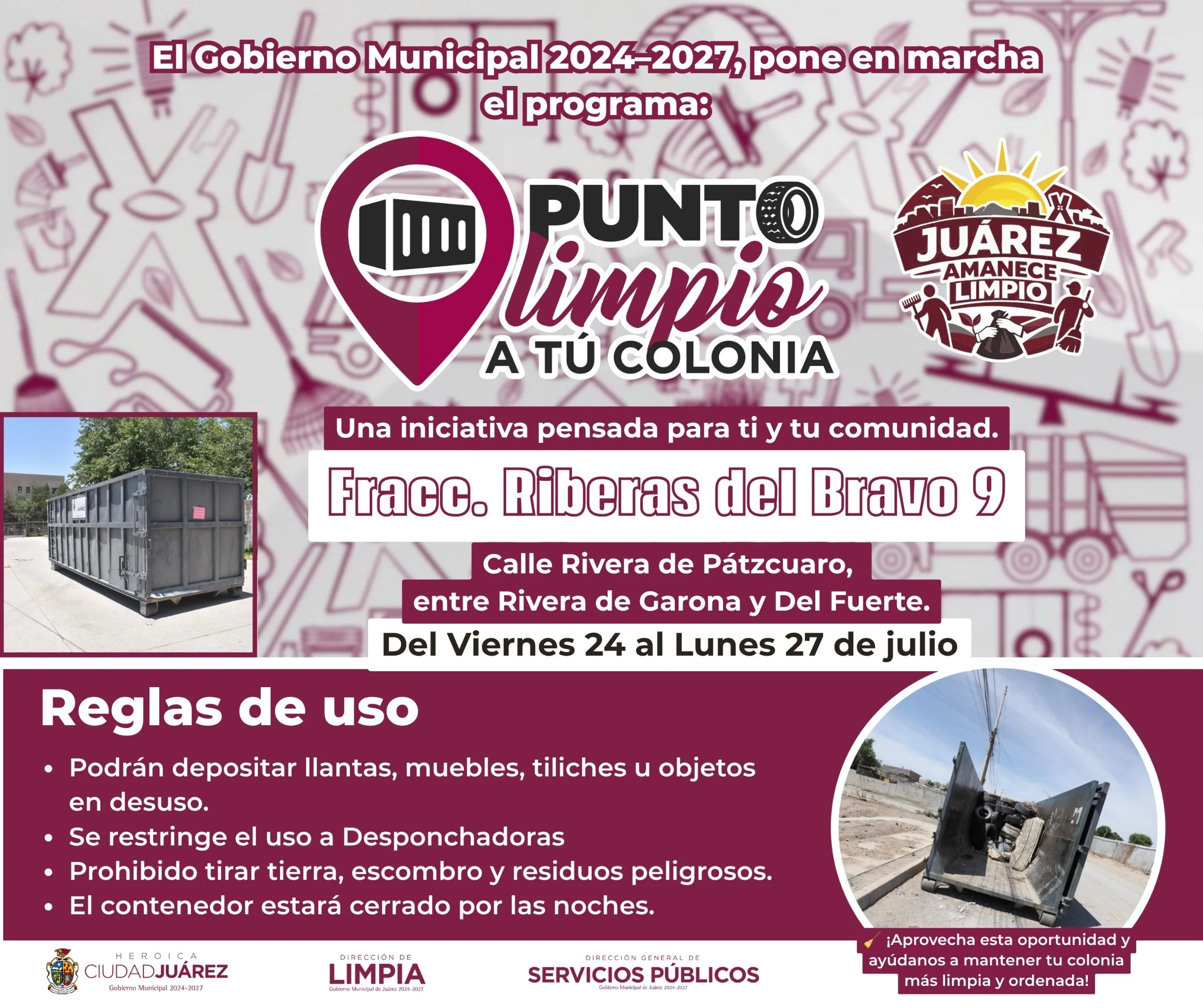 Instalan cinco Puntos Limpios en Riberas del Bravo para recolectar residuos voluminosos - imagen 2